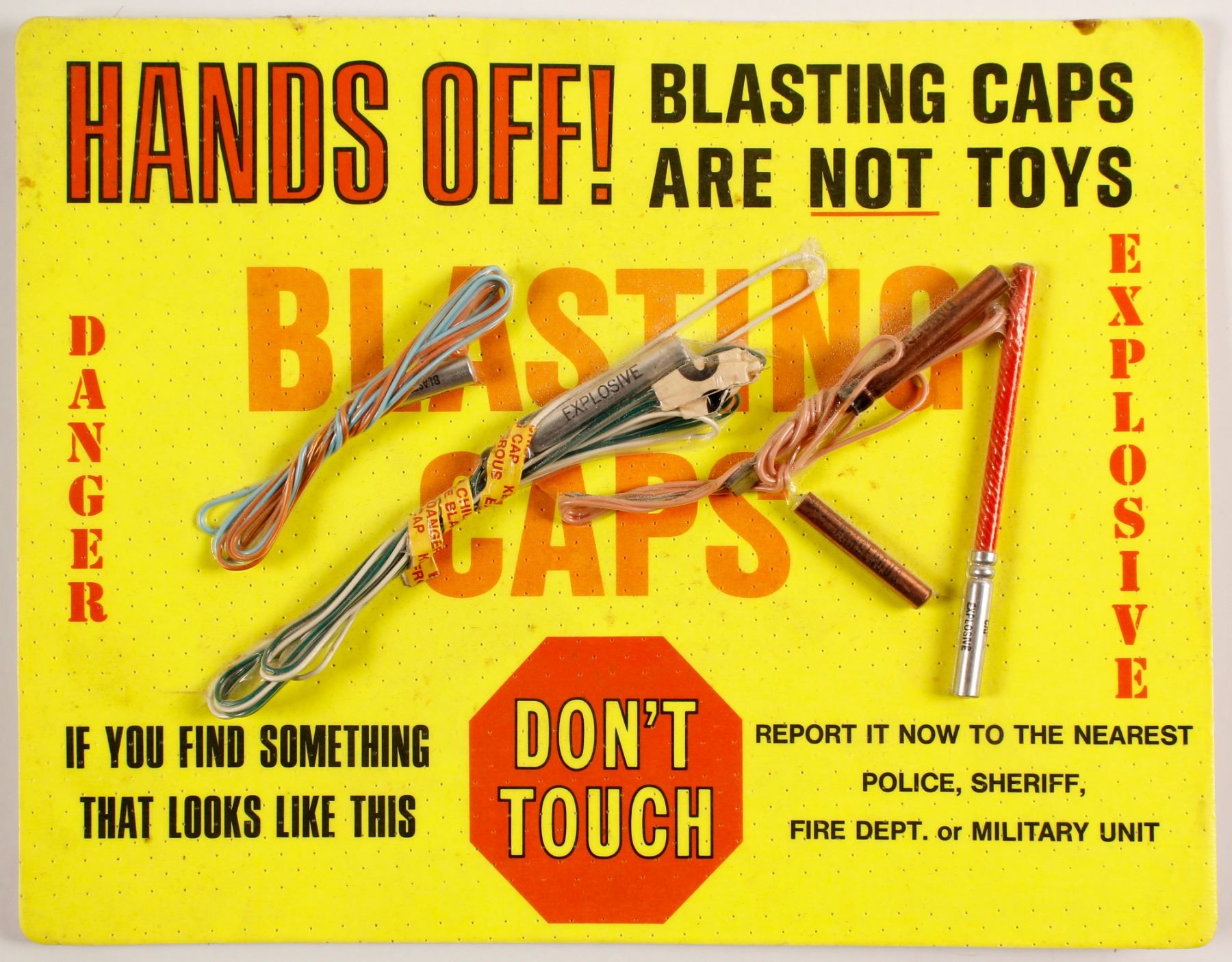 Blasting Cap Warning Sign with Caps