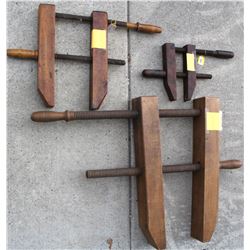 Three screw type wood clamps