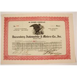 Dusenberg Automobile & motors Stock