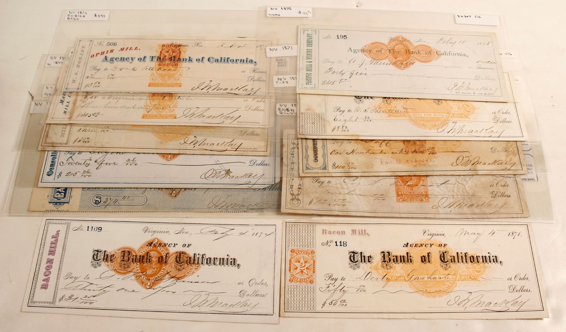 Mackay Autographed Check Collection