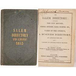 Salem Directory & Almanac, 1853
