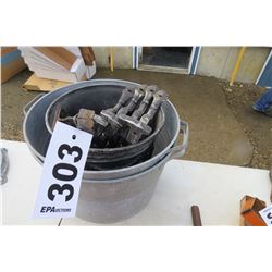 BUCKETS, IRON BRACKETS