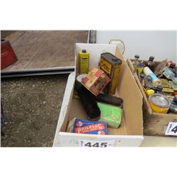 BOX WITH BRUSHES, WICKS, PHIL PLUG, ETC IN ORIGINAL BOXES