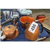 Image 1 : 2 COPPER KETTLES, TRAY AND POT