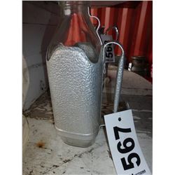 MILK BOTTLE & METAL HOLDER