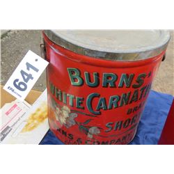 BURNS SHORTENING TIN WITH LID