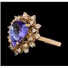 Image 1 : 2.43 ctw Tanzanite and Diamond Ring - 14KT Rose Gold