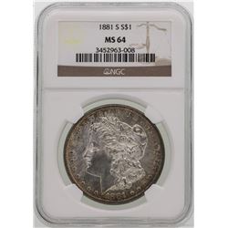 1881-S $1 Morgan Silver Dollar Coin NGC MS64