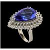 Image 4 : GIA Cert 15.49 ctw Tanzanite and Diamond Ring - 14KT White Gold
