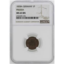 1828-A Germany-Prussia Friedrich Wilhelm II Pfenning NGC MS63BN