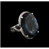 14KT White Gold 34.24 ctw Blue Topaz and Diamond Ring