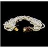 Image 3 : 2.50 ctw Ruby, Diamond and Pearl Bracelet - 14KT Yellow Gold