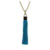 Image 2 : Leather Tassel Square Pendant Chain Necklace - Gold Plated