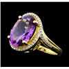 4.90 ctw Amethyst And Diamond Ring - 14KT Yellow Gold