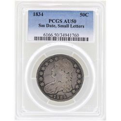 1834 Small Date Small Letters Capped Bust Half Dollar Coin PCGS AU50