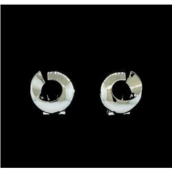 Open Circle Design Earrings - Rhodium Plated