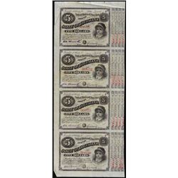 Uncut Sheet of (4) State of Louisiana Baby Bond Obsolete Notes