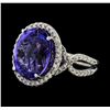 Image 1 : 14.75 ctw Tanzanite and Diamond Ring - 14KT White Gold