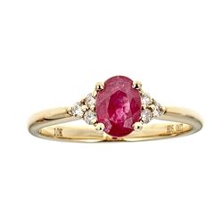 0.82 ctw Ruby and Diamond Ring - 10KT Yellow Gold