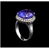 Image 4 : GIA Cert 10.17 ctw Tanzanite and Diamond Ring - 14KT White Gold