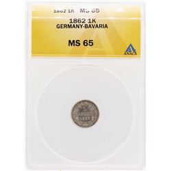 1862 Germany-Bavaria 1 Kreuzer Coin ANACS MS65