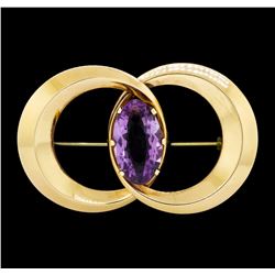 15.50 ctw Amethyst Connected Circle Pin - 14KT Yellow Gold