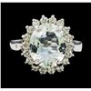 Image 2 : 3.48 ctw Aquamarine and Diamond Ring - 14KT White Gold