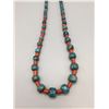Image 1 : Turquoise and Coral Beaded Necklace
