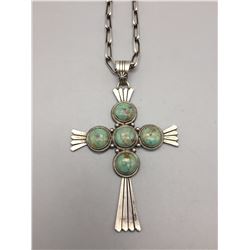 Turquoise and Sterling Cross with Chain