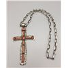 Image 1 : Coral and Sterling Cross with Chain