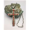 Image 7 : Coral and Sterling Cross with Chain