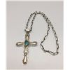 Image 1 : Turquoise and Sterling Cross with Chain