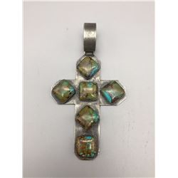 Turquoise and Sterling Silver Cross Pendant