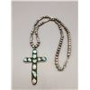 Image 2 : Turquoise and Sterling Cross on a Beaded Necklace