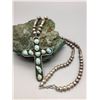 Image 8 : Turquoise and Sterling Cross on a Beaded Necklace