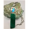 Image 1 : Unique Turquoise and Malachite Pendant on Handmade Chain