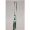 Image 2 : Unique Turquoise and Malachite Pendant on Handmade Chain