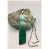 Image 4 : Unique Turquoise and Malachite Pendant on Handmade Chain