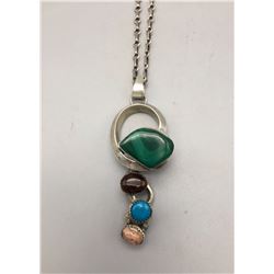 Unique Multi-Stone Pendant with Sterling Chain