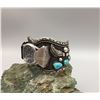 Image 7 : Large Vintage Watch Bracelet with Turquoise Cabochons