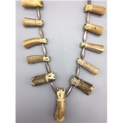 Carved Antler, Owl Fetish Necklace