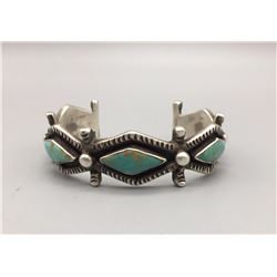 Vintage Bracelet with 5 Diamond Shaped Turquoise Stones