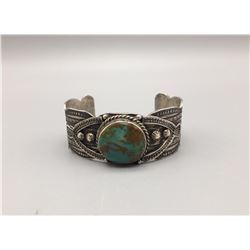 Turquoise, Hand Stamped Bracelet