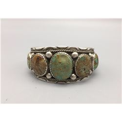 9-Stone Green Turquoise Cuff Bracelet