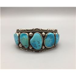 9-Stone Blue Turquoise Cuff Bracelet