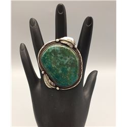Sterling Silver and Large Green Stone Ring