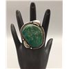 Image 1 : Sterling Silver and Large Green Stone Ring