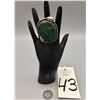 Image 6 : Sterling Silver and Large Green Stone Ring