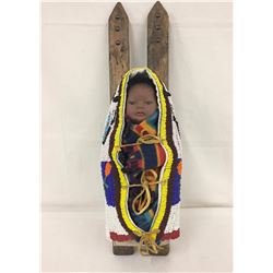 Vintage Beaded Doll-Size Cradle Board