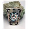 Image 1 : Zuni Sunface Inlay Bolo Slide - Signed